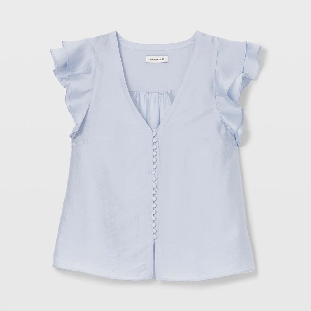 NWOT Club Monaco Ruffle Sleeve Button Top